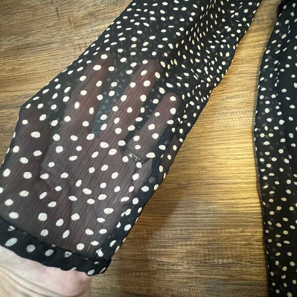 ZARA BLACK RUFFLED POLKA DOT PRINT DRESS WITH BUTTONS SIZE XS - Picture 7 of 15